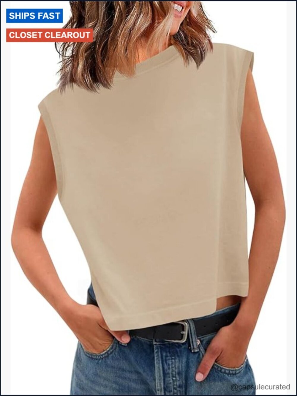Cropped Cap Sleeve Tank Top Summer Loose Fit Basic Tee Shirt